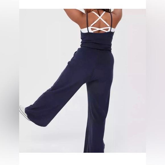 Aerie OFFLINE Summer Lights Terry Navy Blue Long Pants Jumpsuit NWT XL - Picture 3 of 4